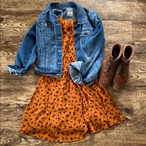 🍁Forever 21 Rust-Colored Floral Dress🍂